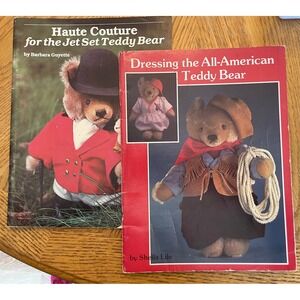 2 Vintage Teddy Bear Outfit Pattern Books Dressing All-American Haute Couture